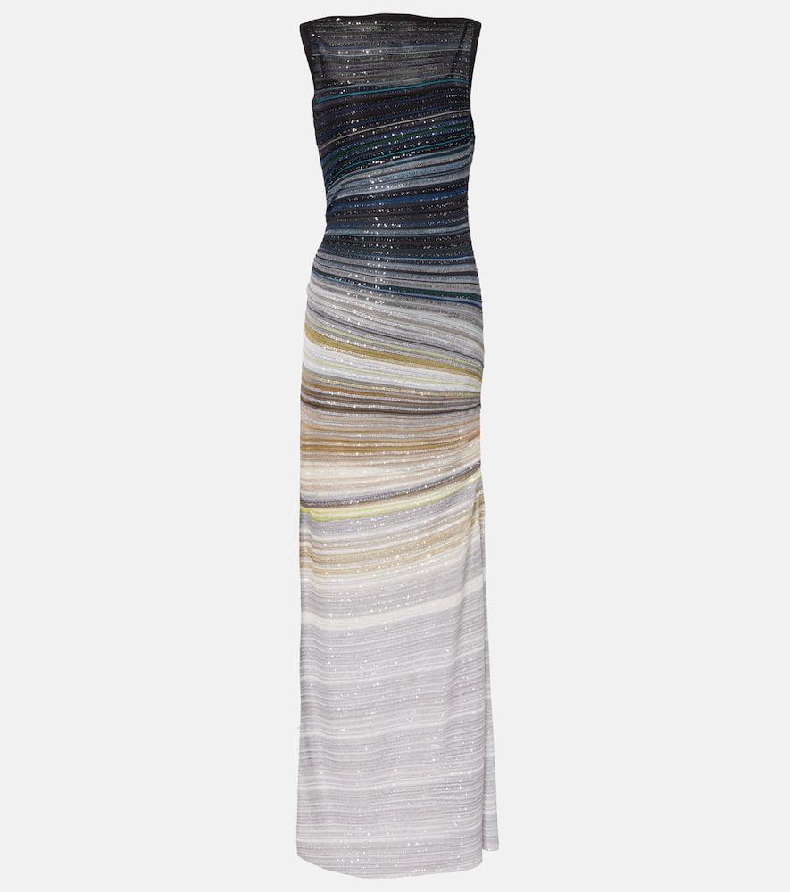 missoni sequined striped lamé maxi dress