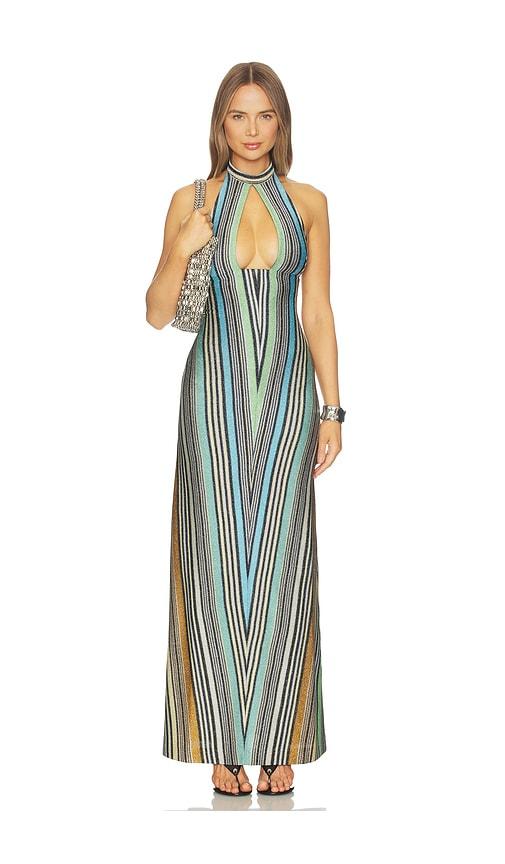 missoni sleeveless long dress in green.