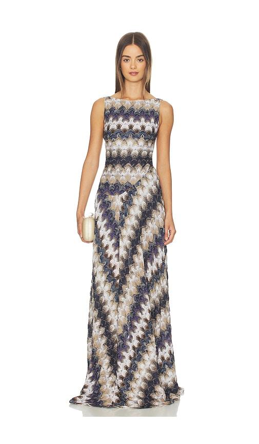 missoni sleeveless long dress in navy.