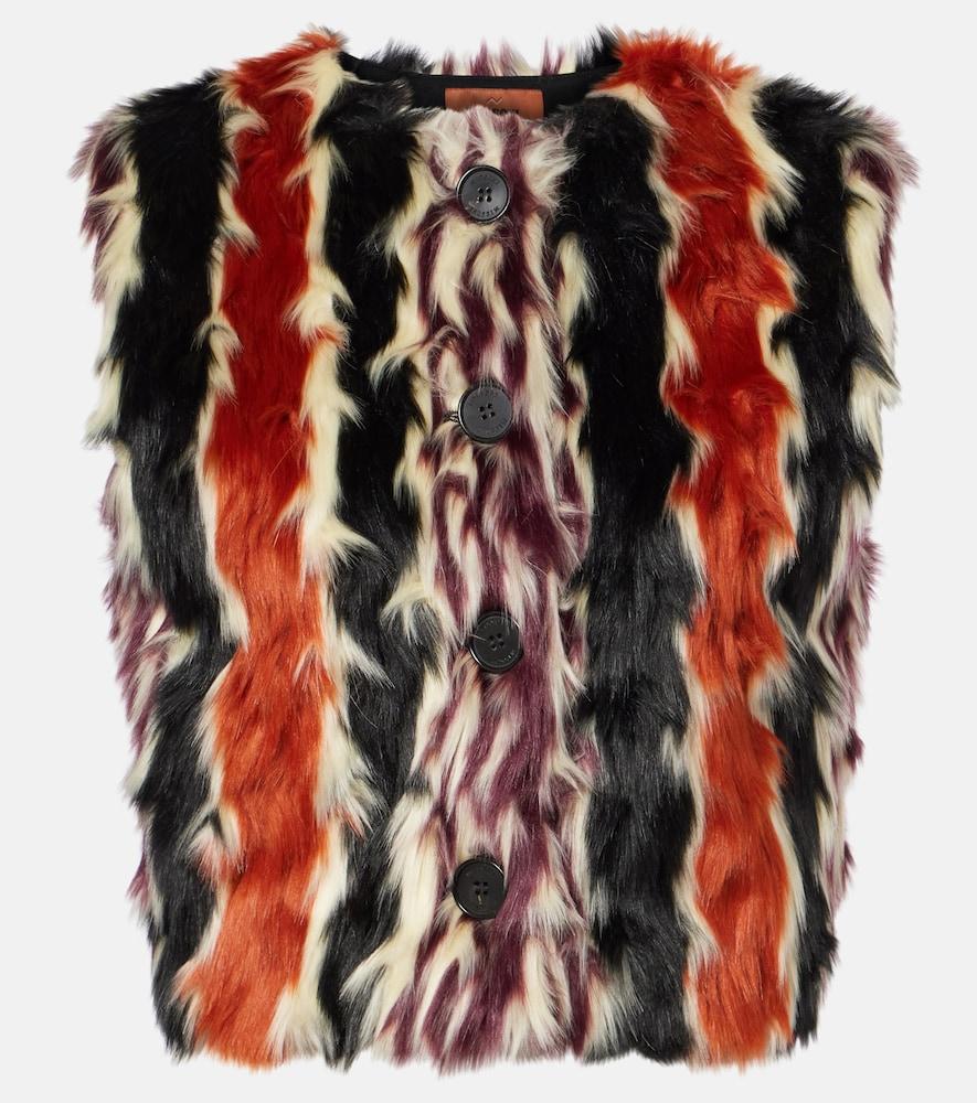 missoni striped faux fur vest