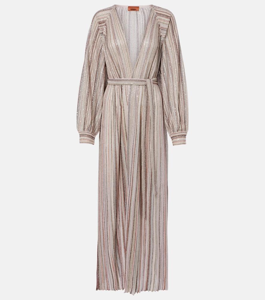 missoni striped lamé wrap cardigan