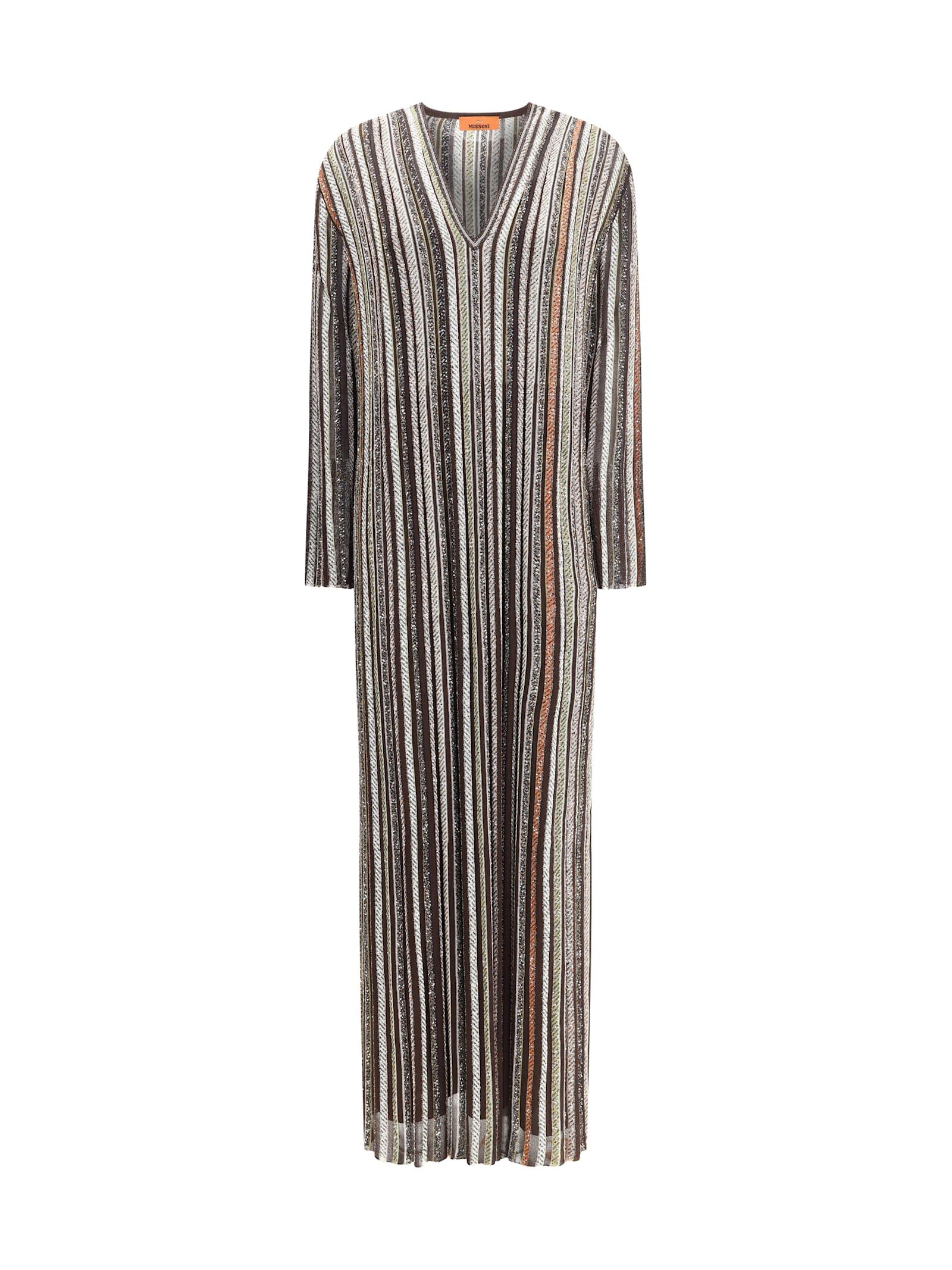 missoni striped long dress with sequins