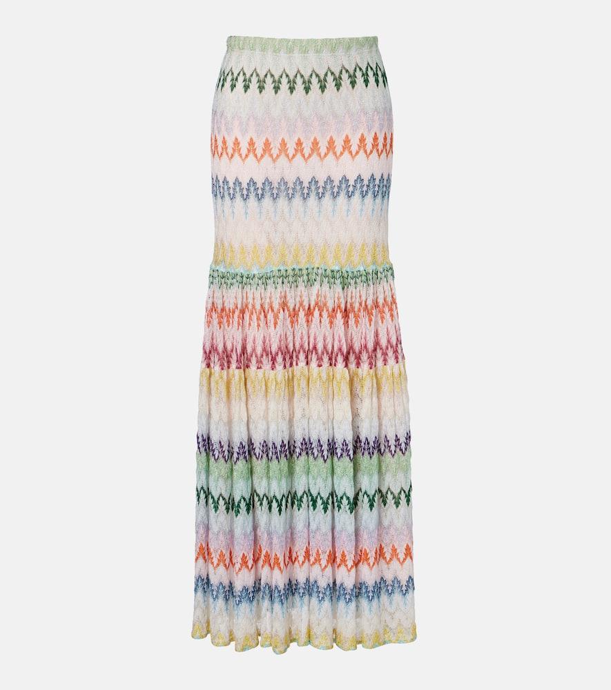 missoni tiered lamé maxi skirt