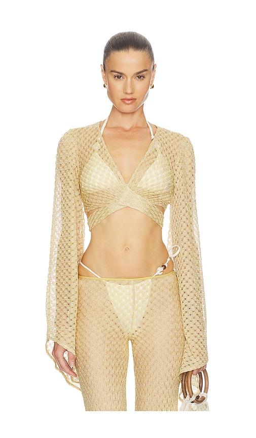 missoni top in metallic gold.