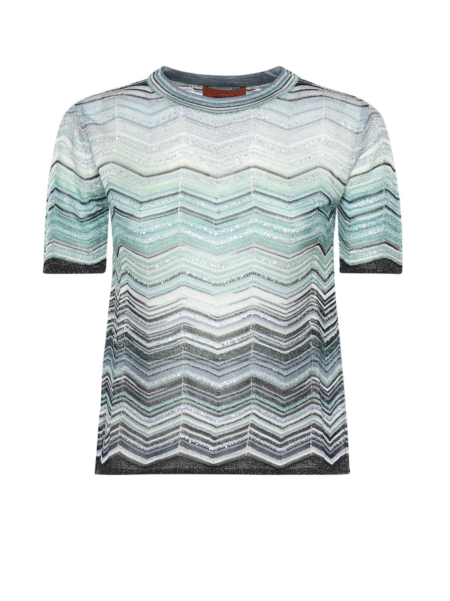 missoni viscose chevron lamé t-shirt with sequins