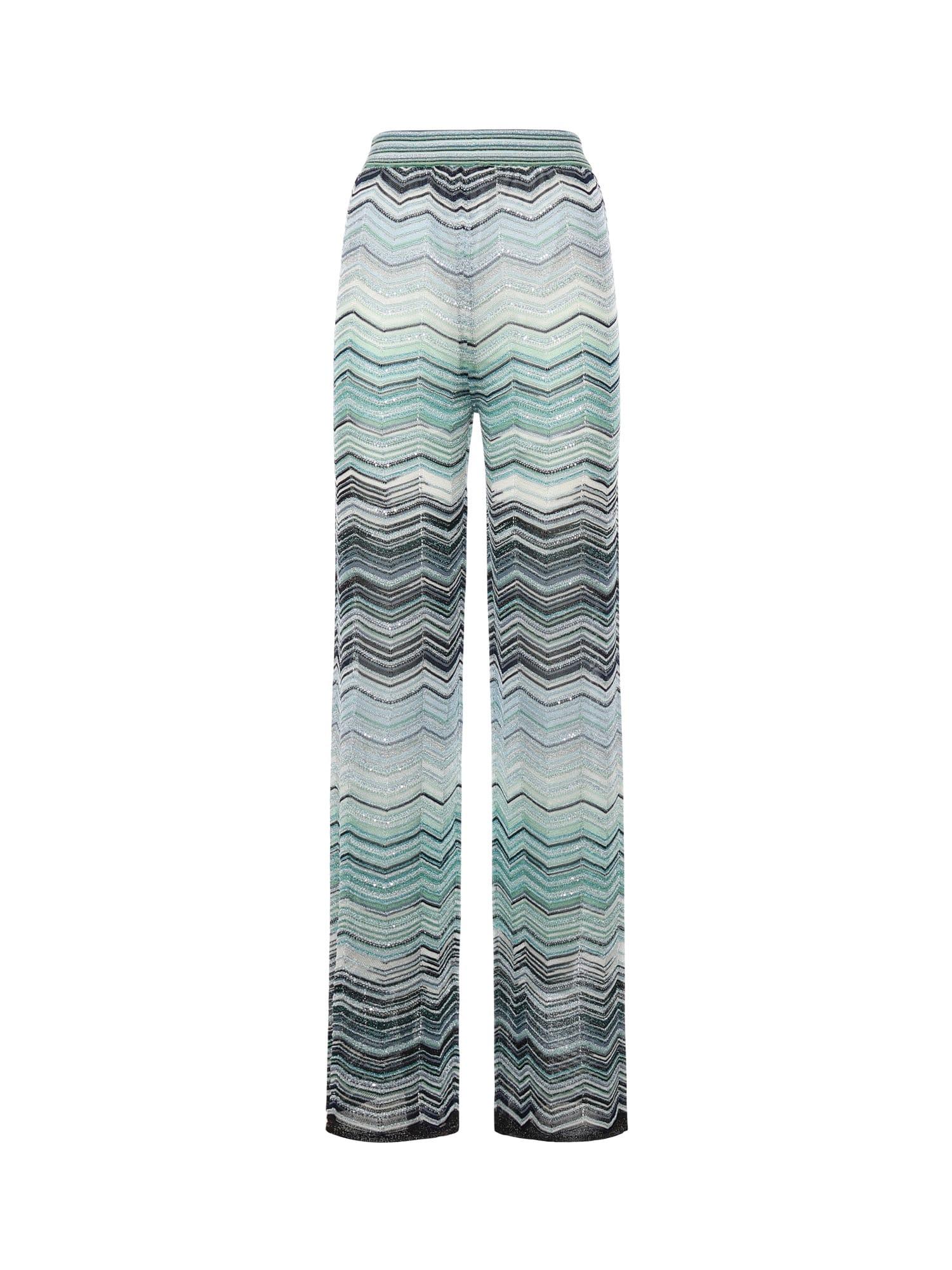missoni viscose chevron lamé trousers with sequins