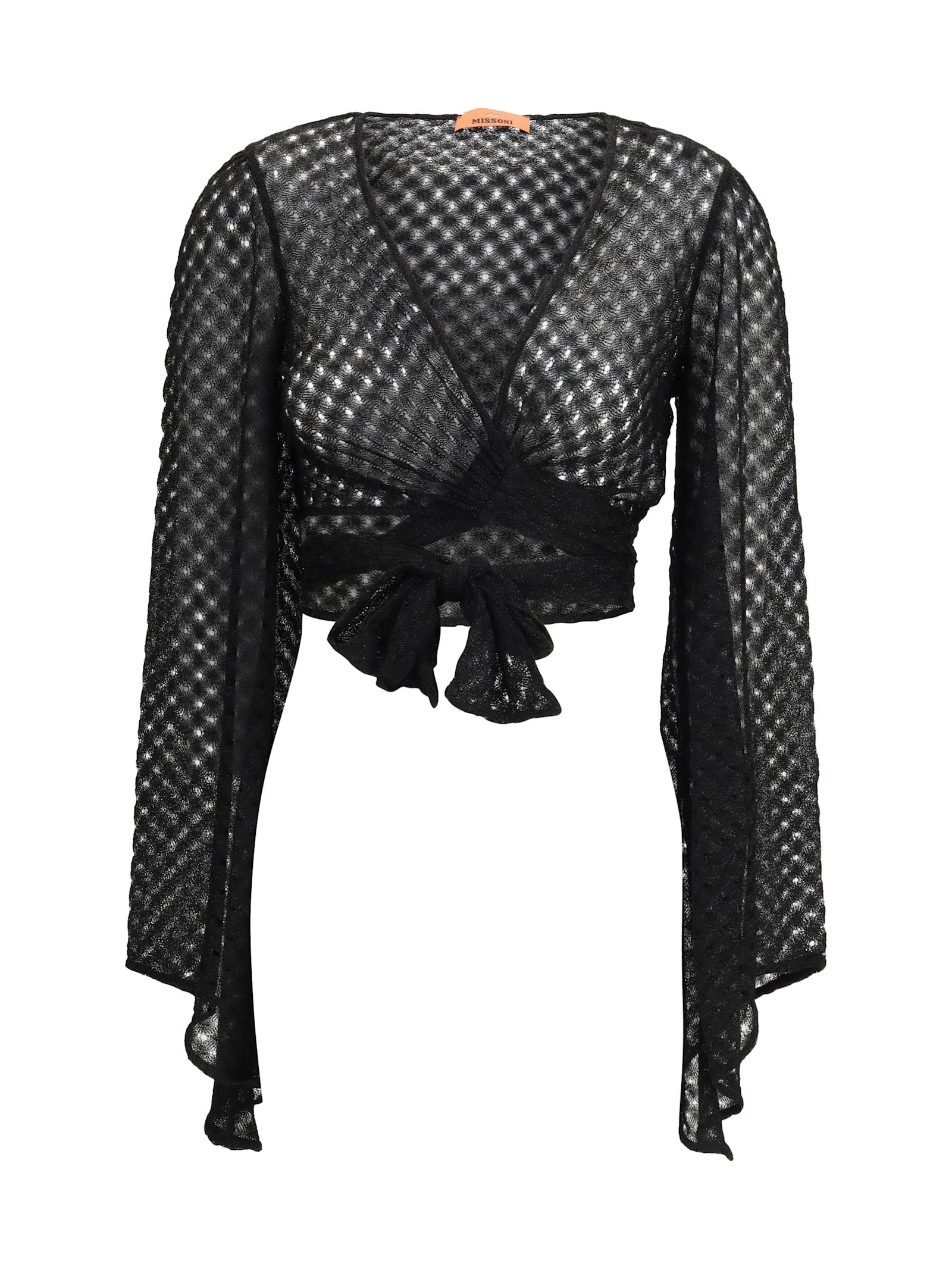 missoni wrap top in lamé viscose
