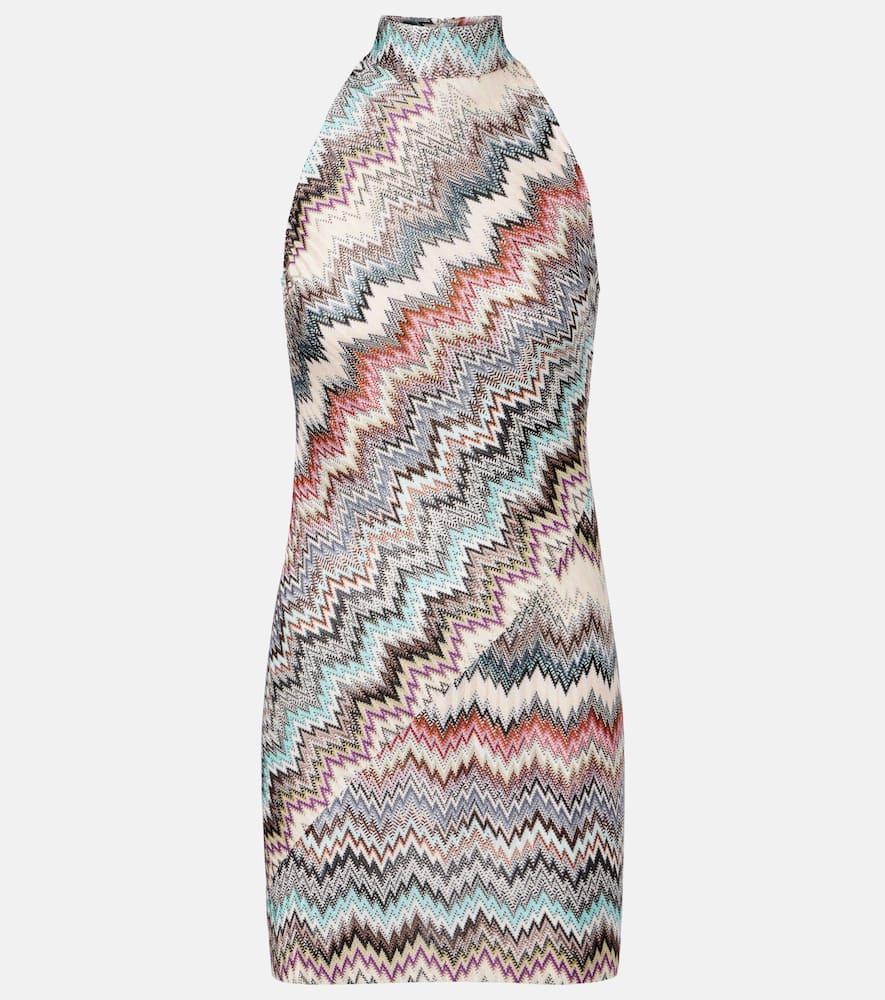 missoni zig zag embellished lamé minidress