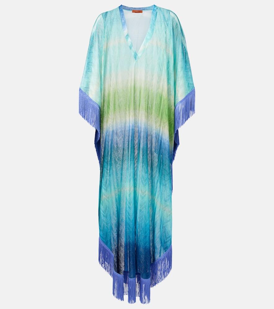 missoni zig zag fringed crochet lamé kaftan