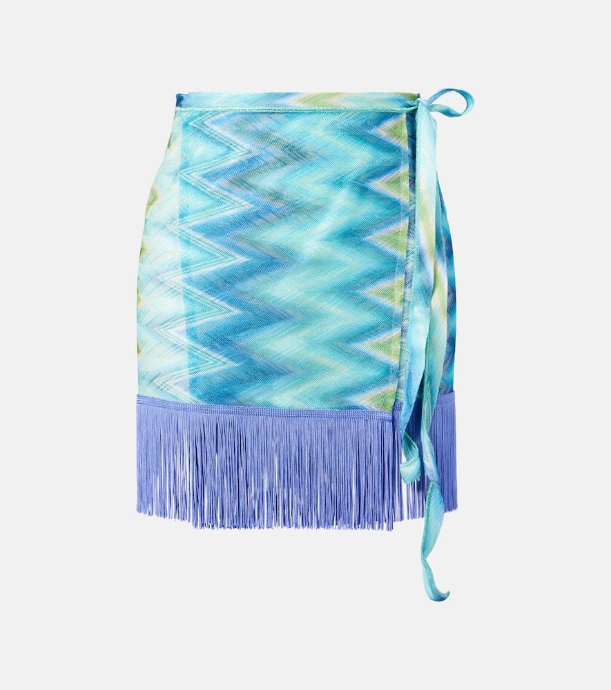 missoni zig zag fringed wrap skirt