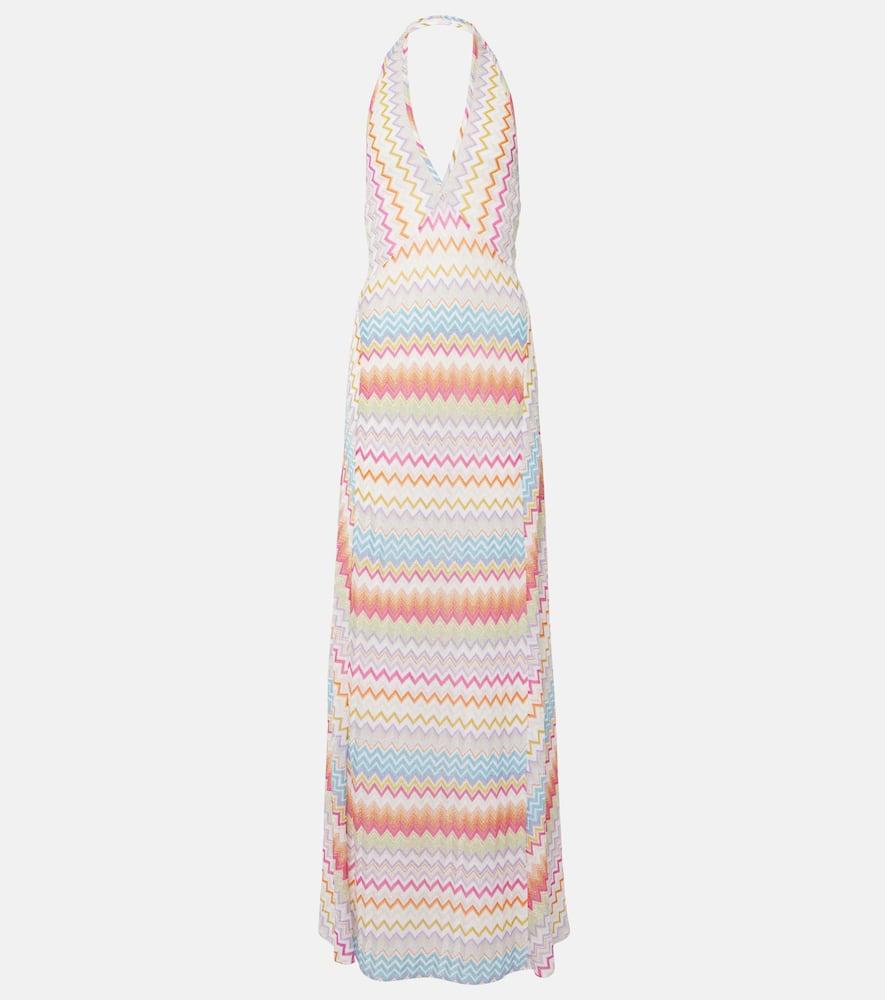 missoni zig zag halterneck lamé maxi dress