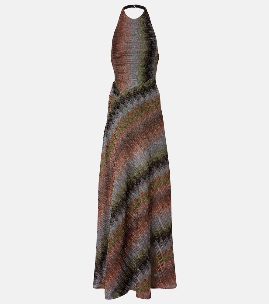 missoni zig zag halterneck lamé maxi dress