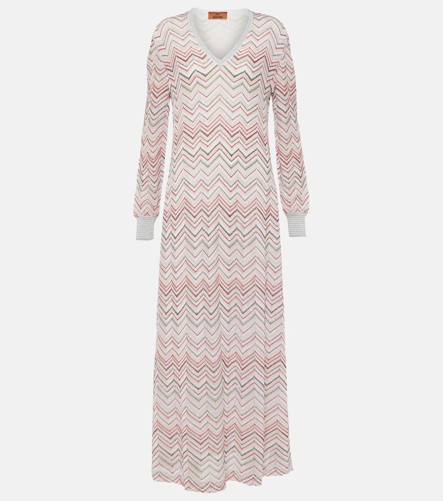 missoni zig zag metallic knit maxi dress