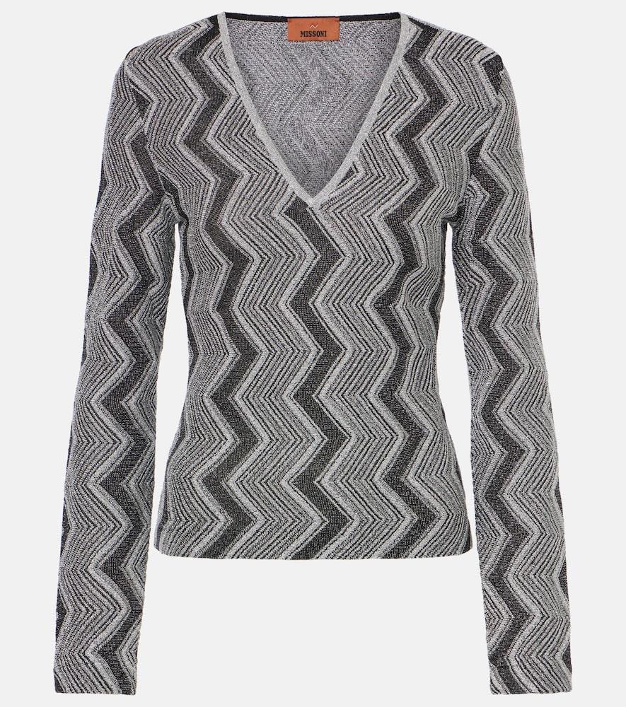 missoni zig zag metallic knit sweater