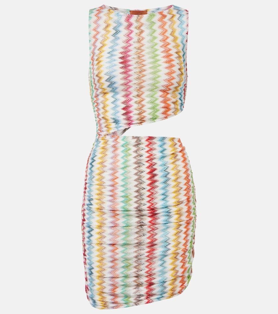missoni zigzag cutout lamé beach dress