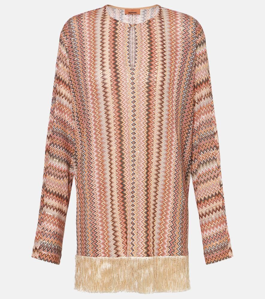 missoni zigzag fringed lamé blouse