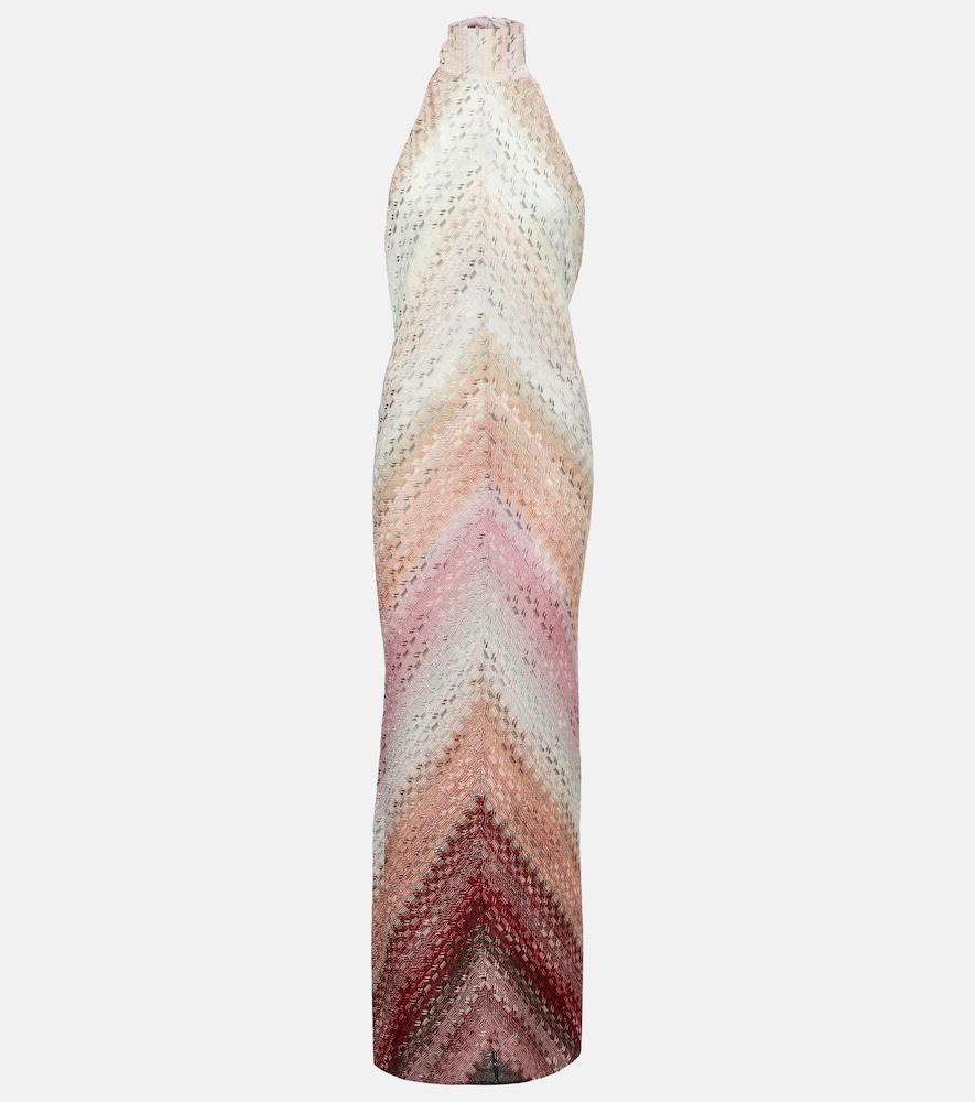 missoni zigzag halterneck lamé maxi dress