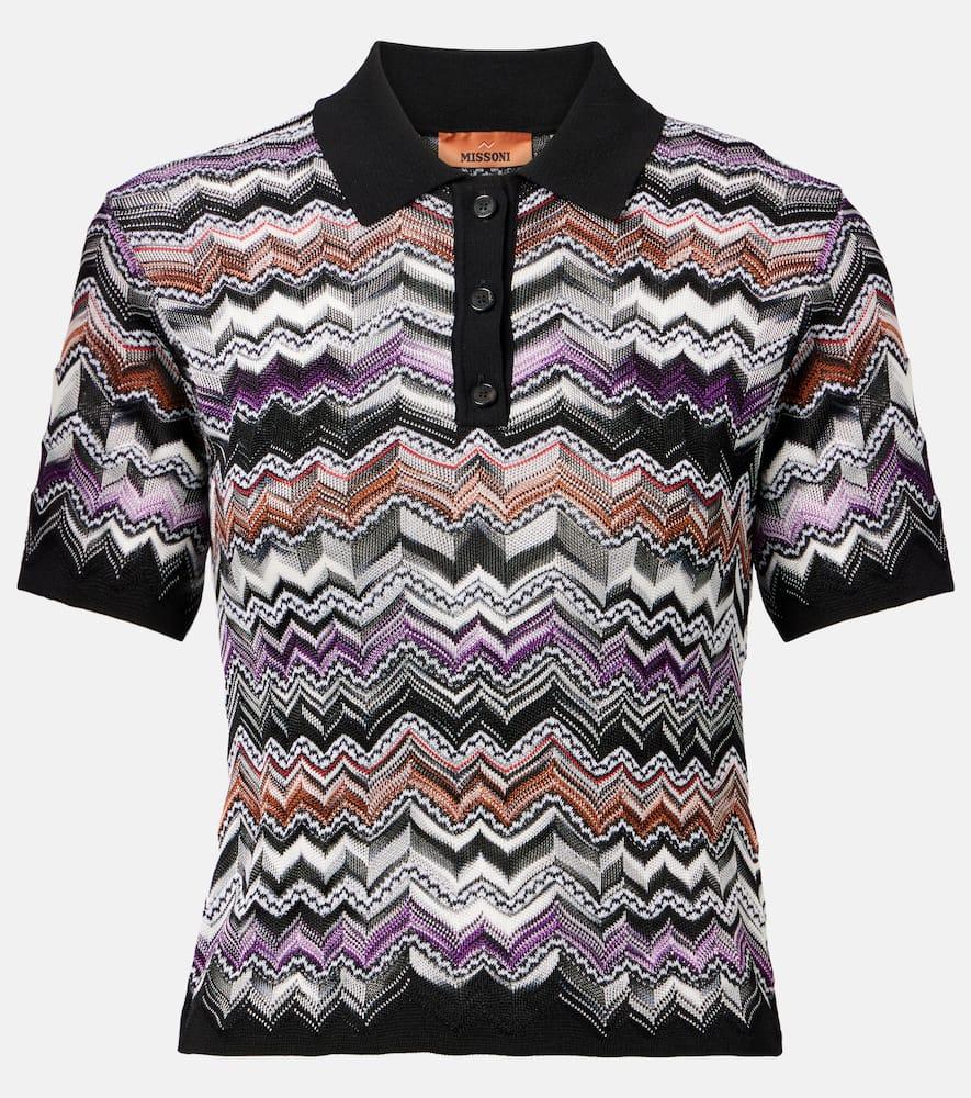 missoni zigzag knitted polo shirt