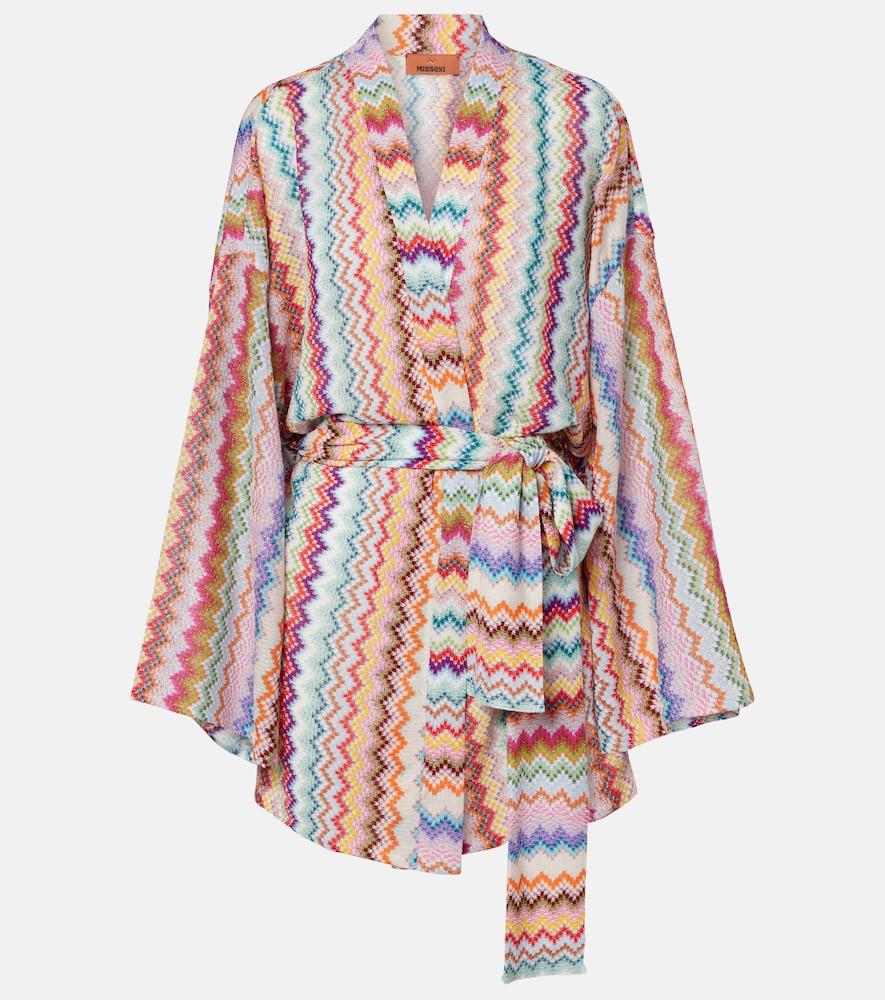 missoni zigzag oversized lamé wrap cardigan