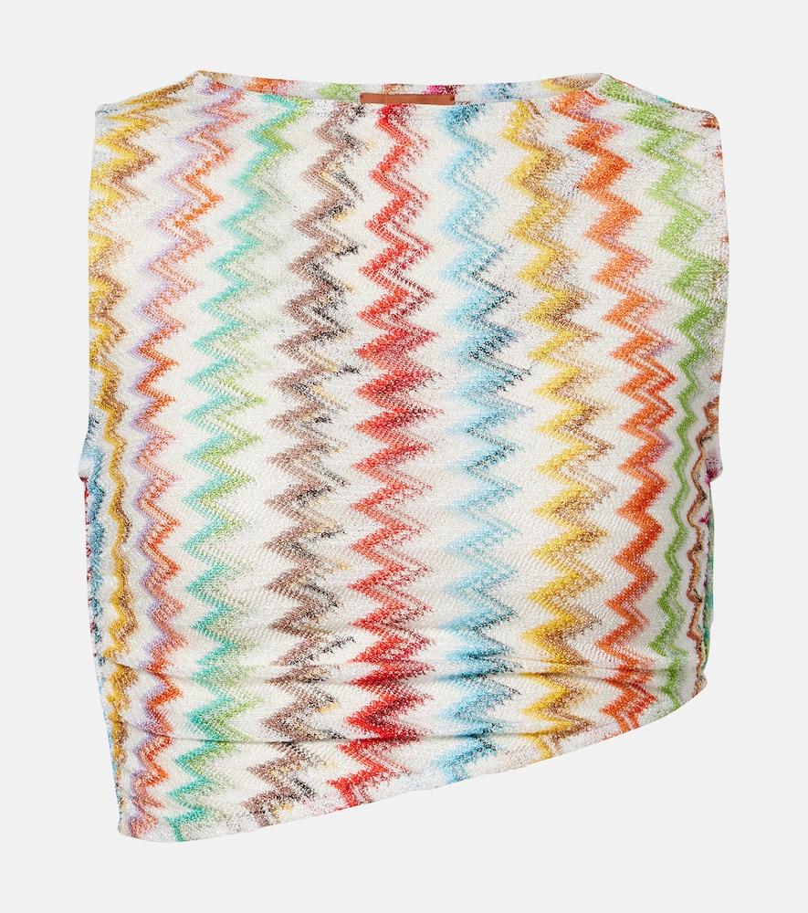 missoni zigzag ruched lamé crop top