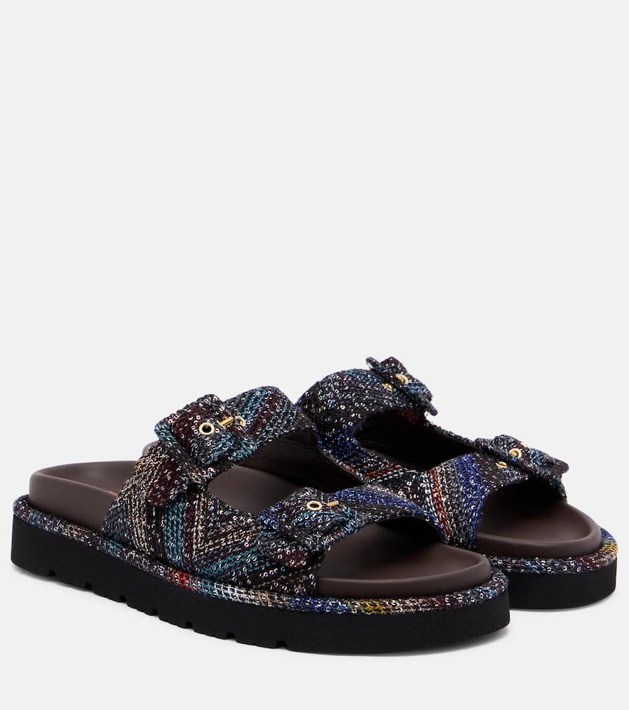 missoni zigzag sequined leather sandals