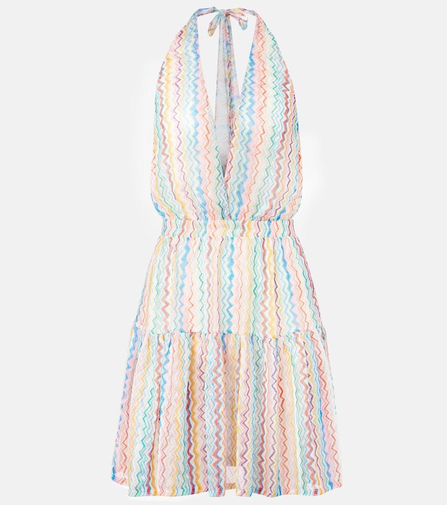 missoni zigzag sheer halterneck minidress