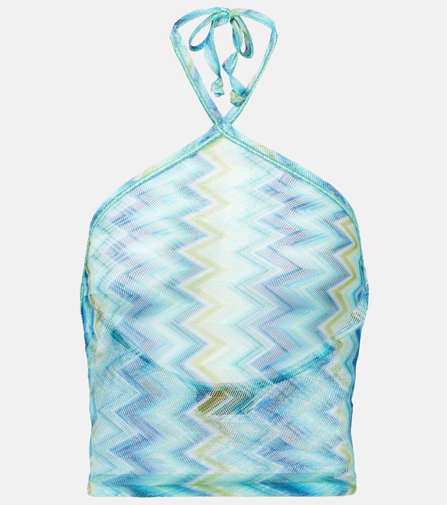 missoni zigzag sheer halterneck top