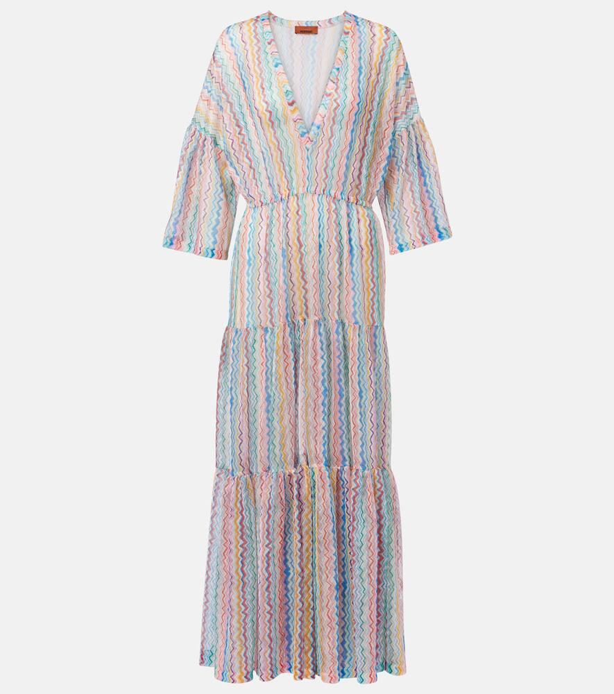missoni zigzag sheer tiered beach dress