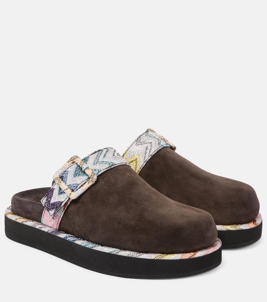 missoni zigzag suede clogs