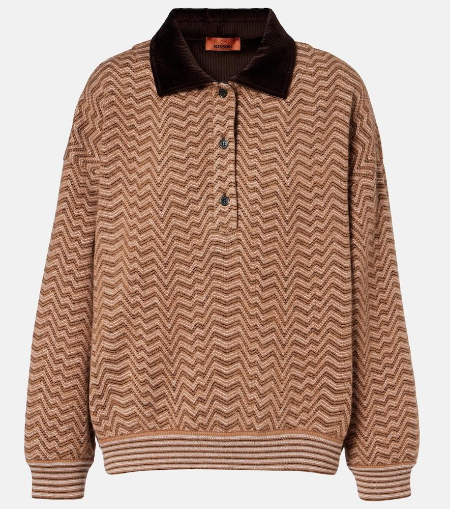missoni zigzag wool and cotton polo sweater