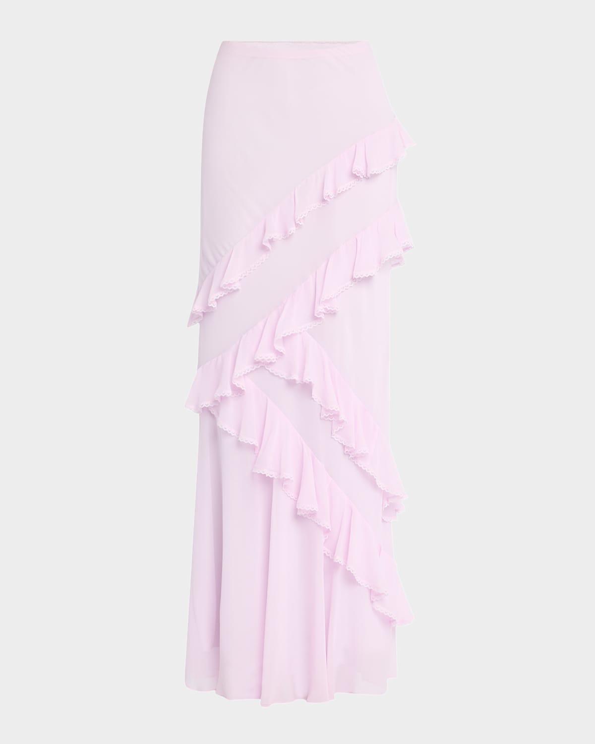 mitnessa asymmetric ruffle maxi skirt