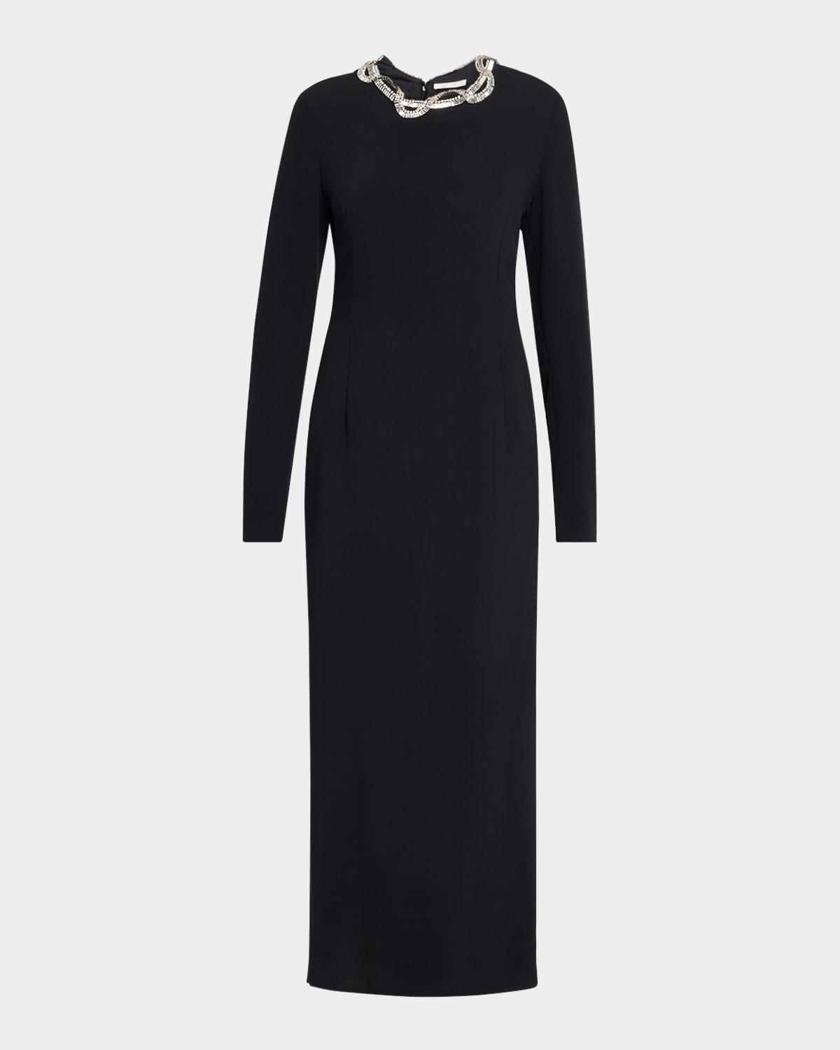 mitsuko crystal long-sleeve maxi dress
