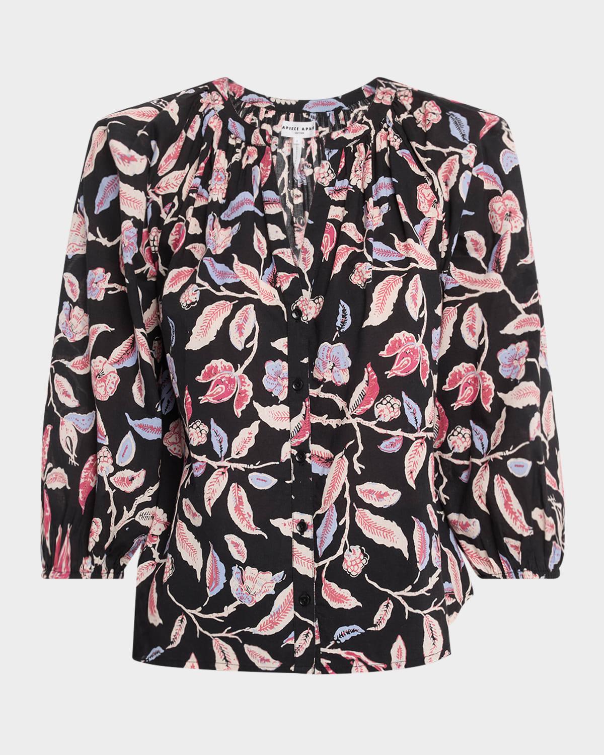 mitte floral-print cotton poplin top