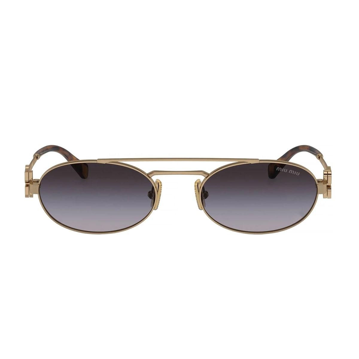 miu miu 0mu 54zs miu logo 7oe5d1 gold sunglasses