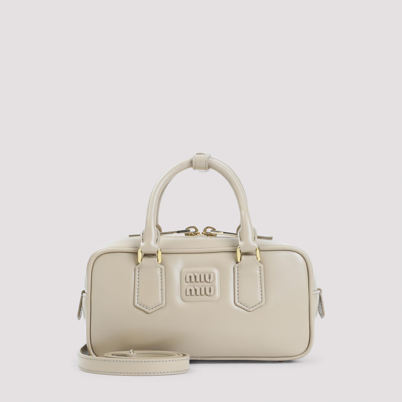 miu miu arcadie calf leather handbag nude & neutrals bag - women