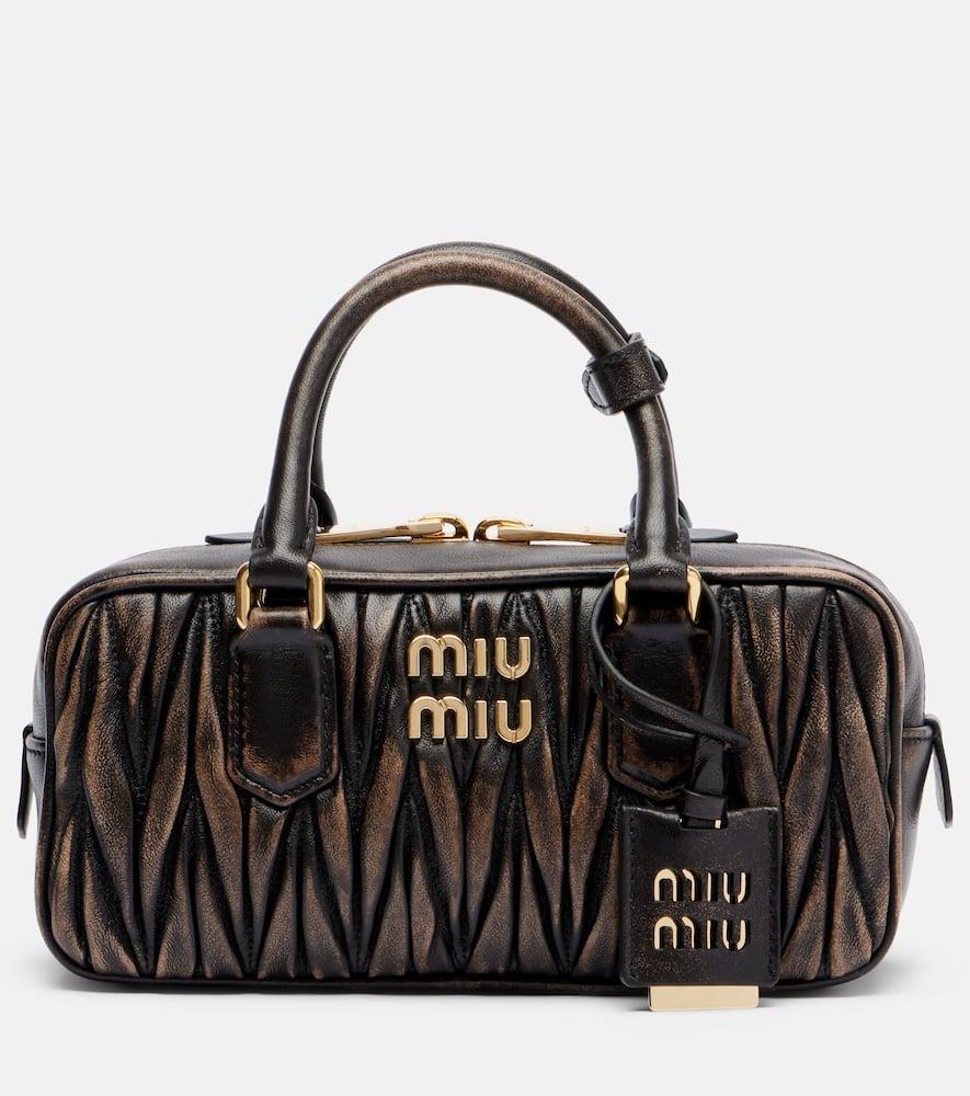 miu miu arcadie matelassé leather tote bag