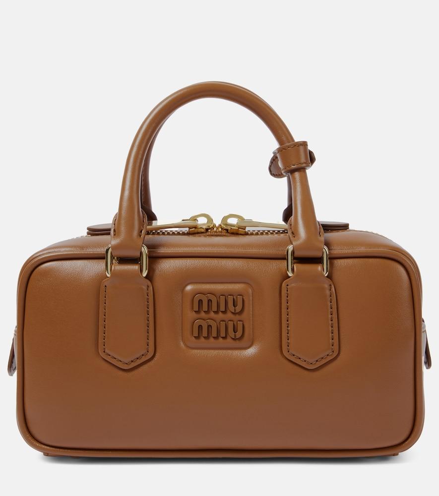 miu miu arcadie small leather tote bag