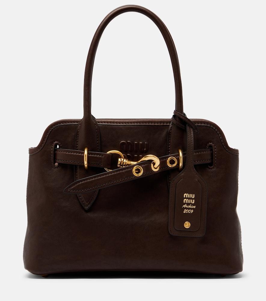 miu miu aventure leather shoulder bag