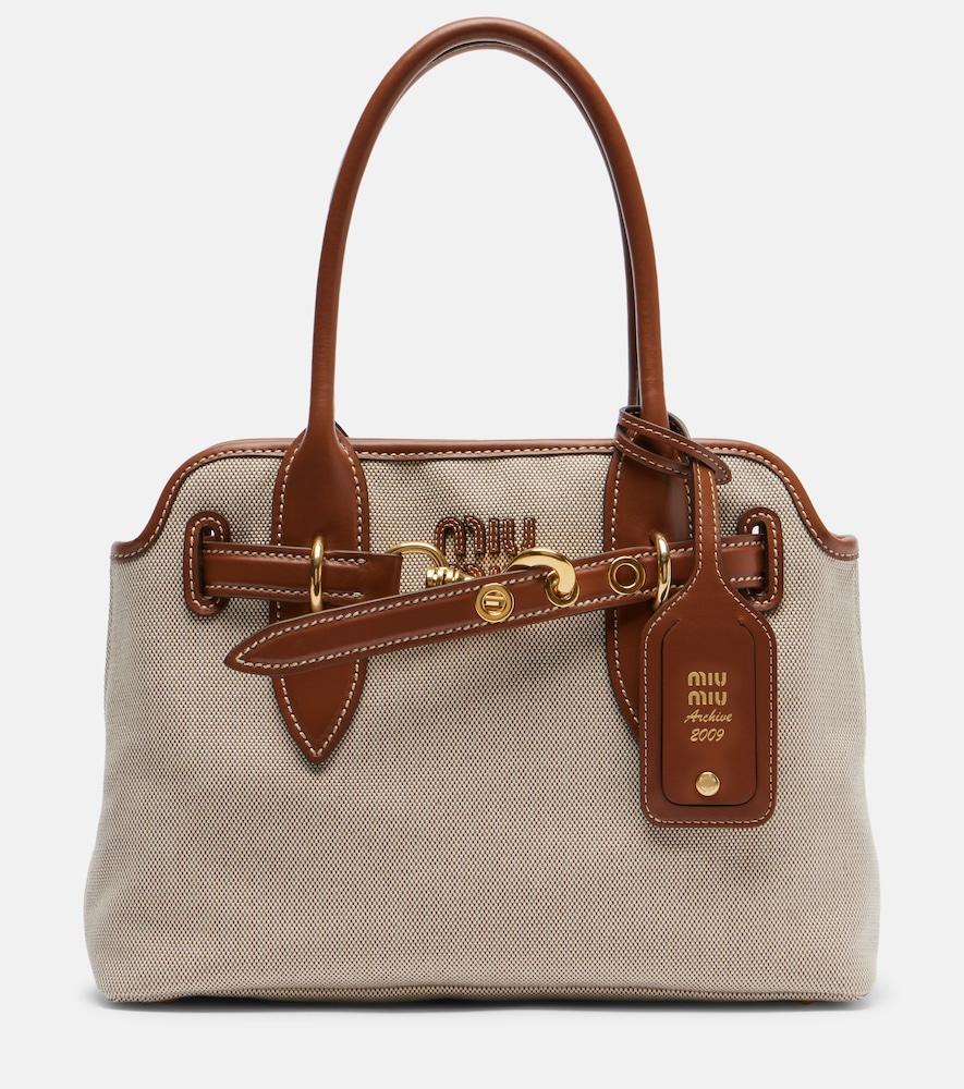 miu miu aventure small canvas tote bag