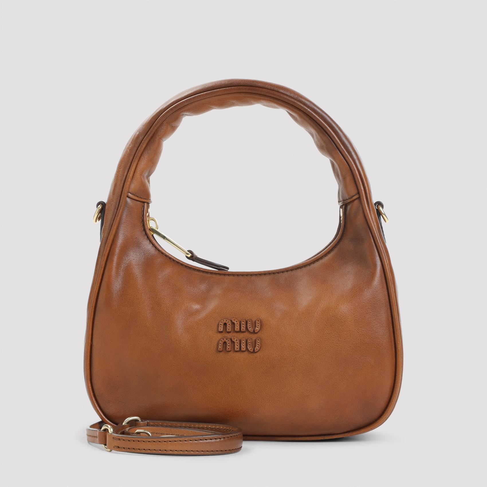 miu miu bag brown calf leather - women