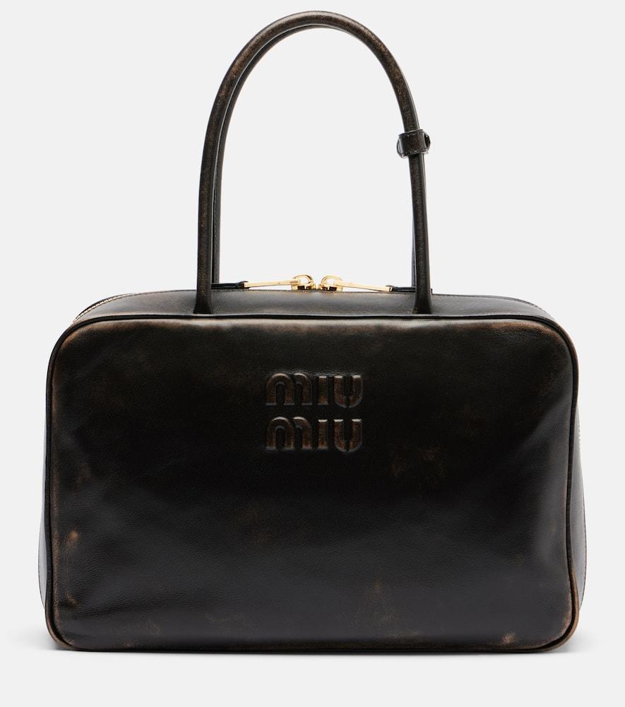 miu miu beau leather tote bag