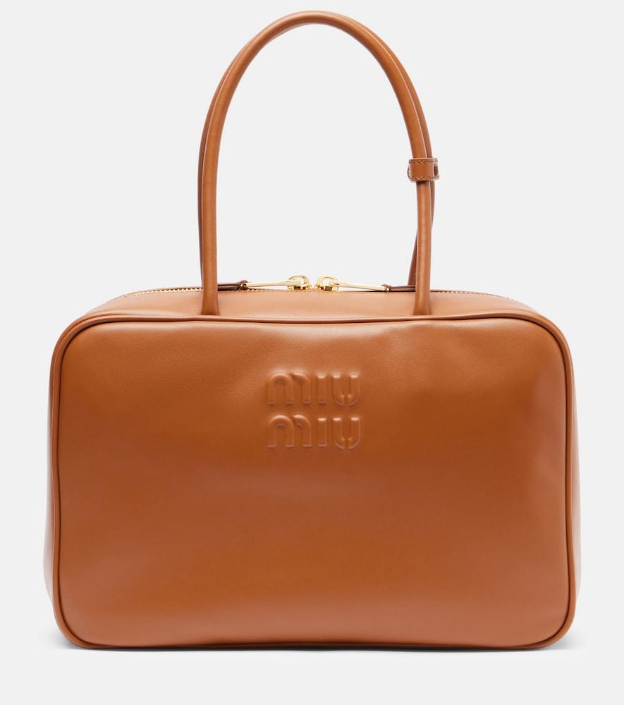 miu miu beau leather tote bag