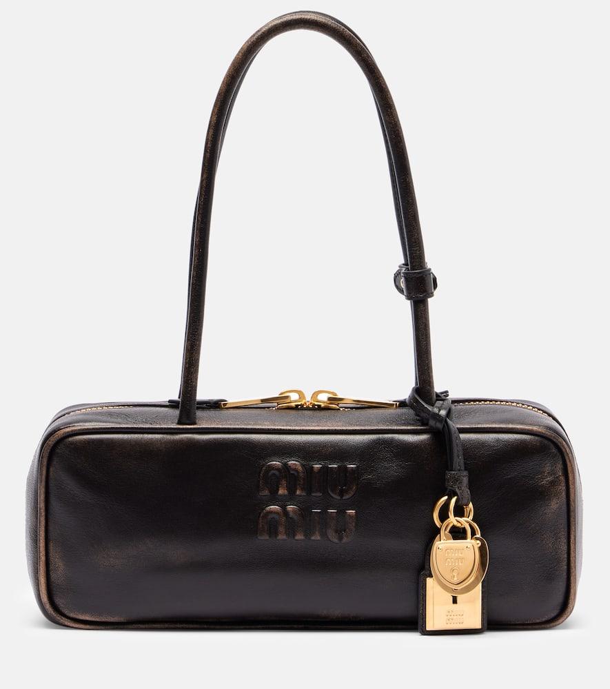 miu miu beau logo leather shoulder bag