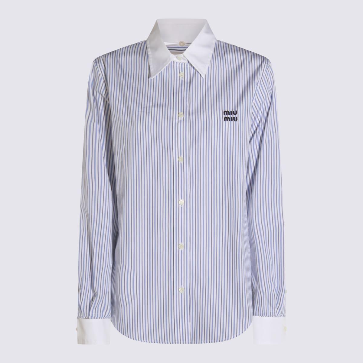 miu miu beige and light blue shirt