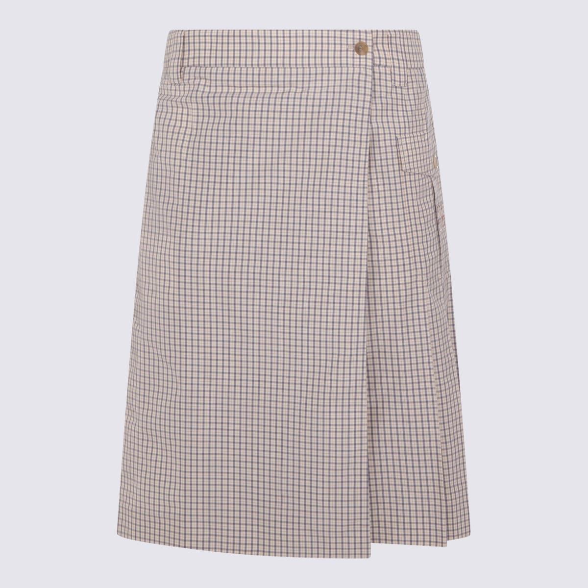 miu miu beige cotton midi skirt