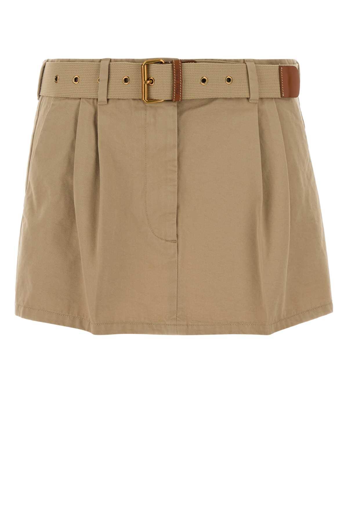 miu miu beige gabardine mini skirt