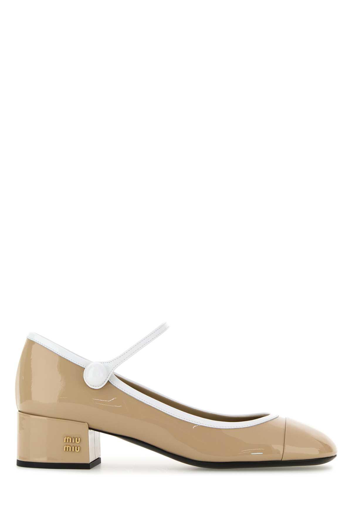 miu miu beige leather pumps