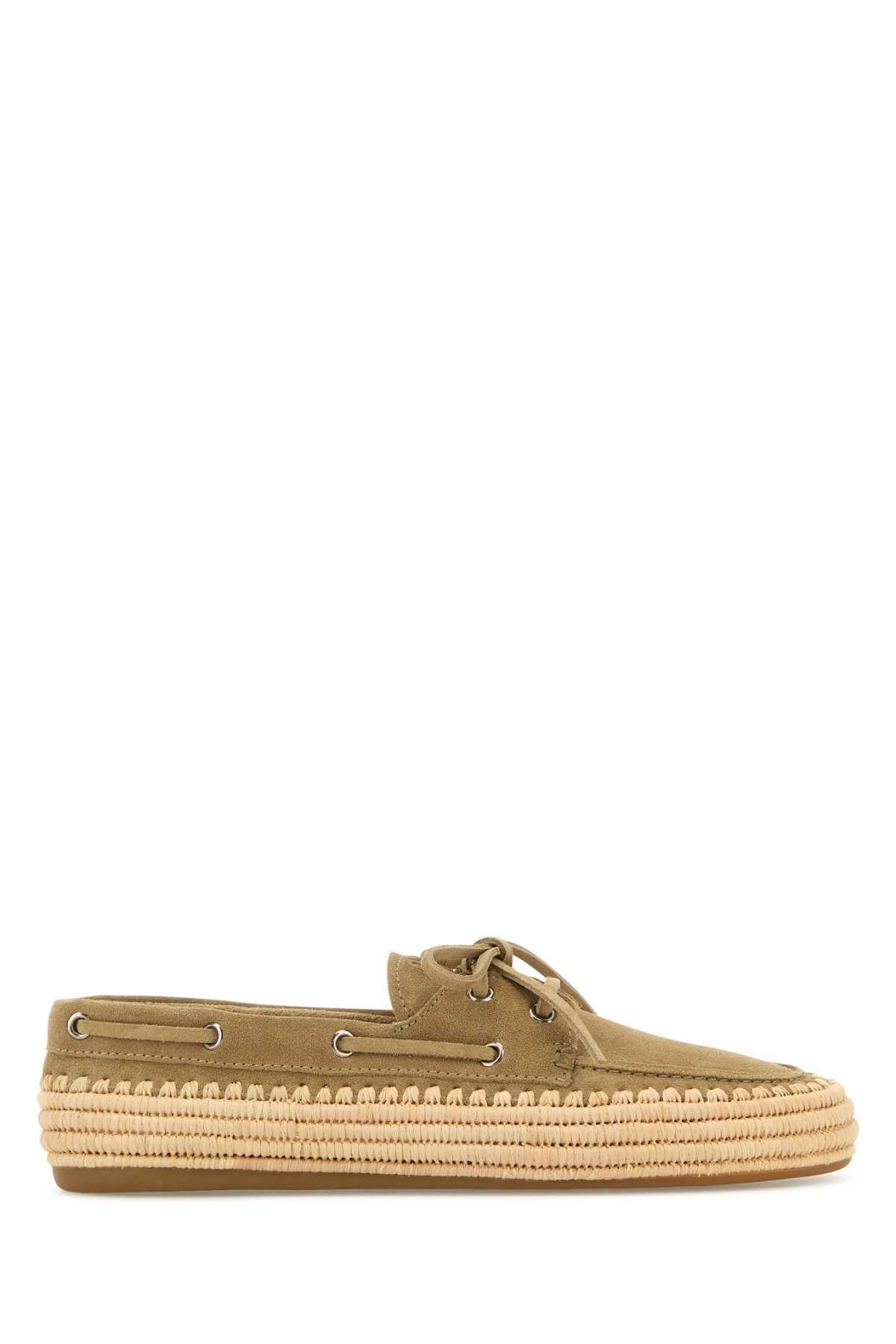 miu miu beige suede and raffia loafers
