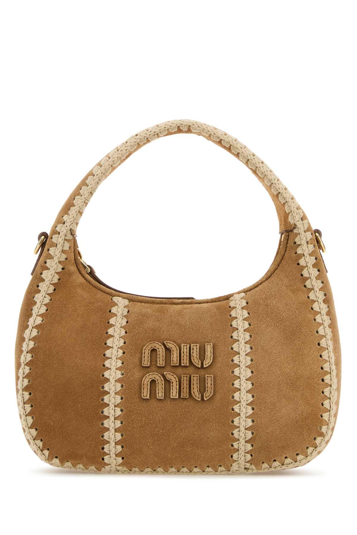 miu miu beige suede handbag