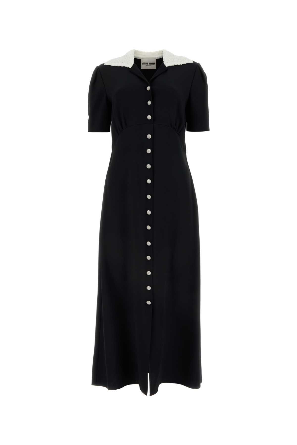 miu miu black crepe shirt dress